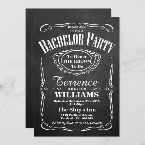 Trendy Chalkboard Typography Bachelor Party Invitation