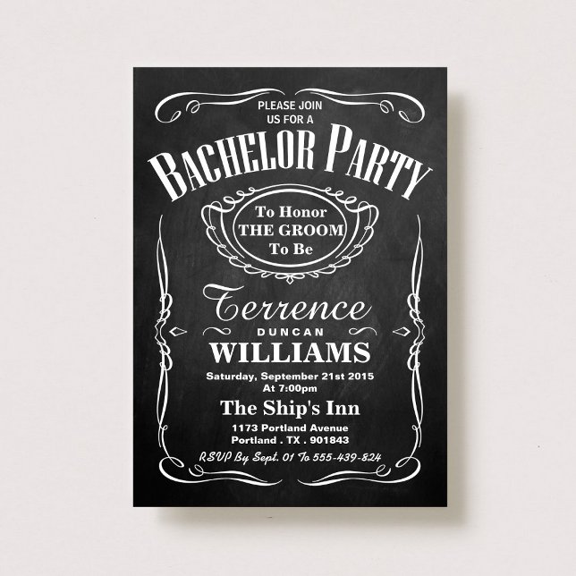 Trendy Chalkboard Typography Bachelor Party Invitation (Creator Uploaded)