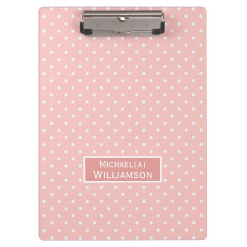 Trendy Champagne Pale Pink White Polka Dot Pattern Clipboard