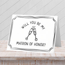 Trendy Champagne Toast Matron of Honor Proposal