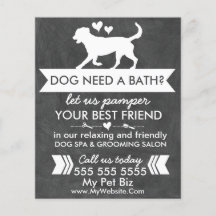 Trendy Charcoal Black Dog Grooming Flyer