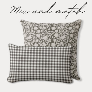 Trendy Checkered Olive  Lumbar Pillow