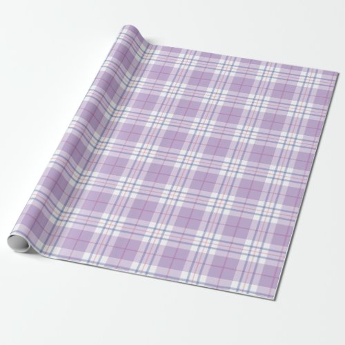 Trendy Checkered Pattern Of Violet Pink Blue Wrapping Paper