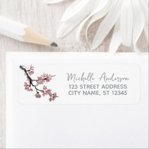 Trendy Cherry Blossom Tree Branch Return Address Label