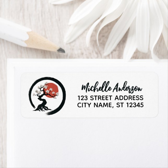 Trendy Cherry Blossom Tree Branch Return Address Label (Insitu)