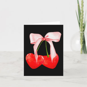 Trendy Cherry Soft Girl Era Pink Bow Ribbon Valent Card