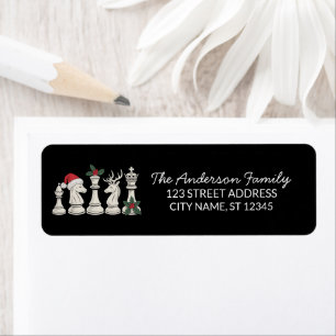 Trendy Chess Pieces Christmas Return Address Label