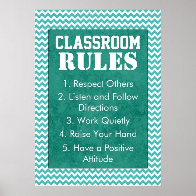 Trendy Chevron Classroom Rules Poster (Front)