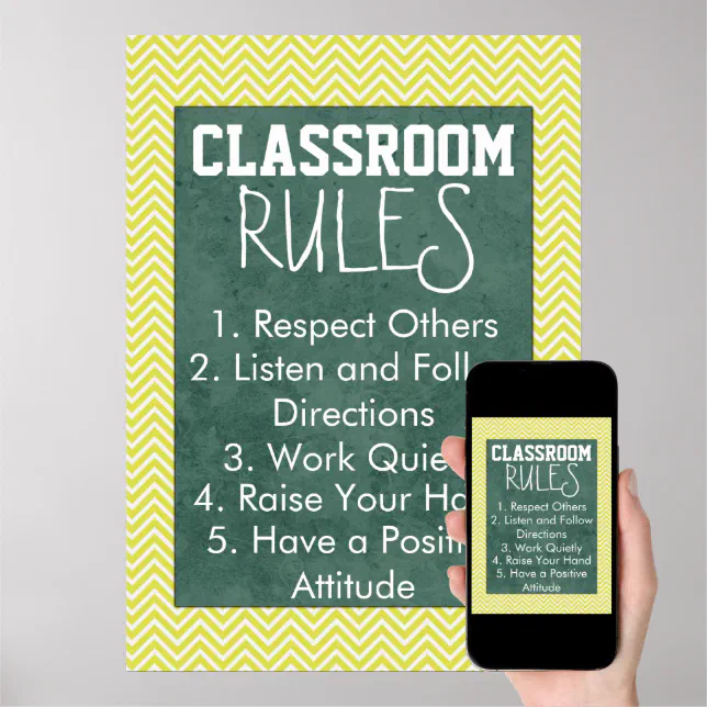 Trendy Chevron Classroom Rules Poster | Zazzle