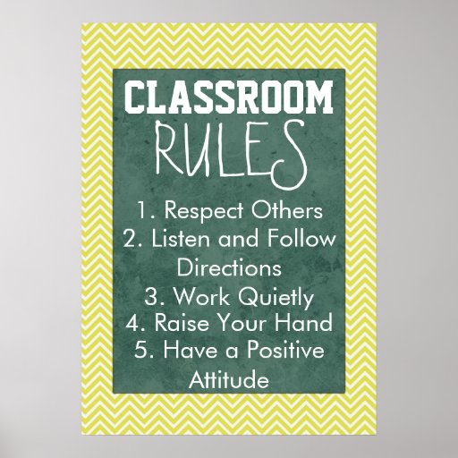 Trendy Chevron Classroom Rules Poster | Zazzle