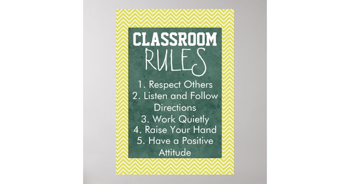 Trendy Chevron Classroom Rules Poster | Zazzle