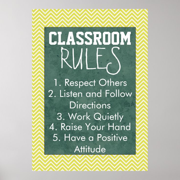 Trendy Chevron Classroom Rules Poster | Zazzle