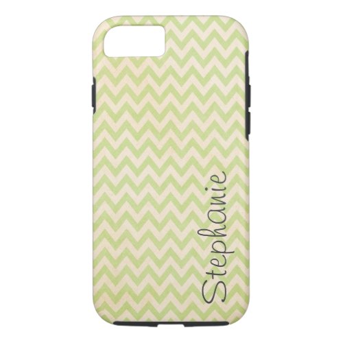 Trendy Chevron GreenMint Pattern with name iPhone 87 Case