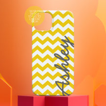 Trendy Chevron Pattern with name - yellow gray