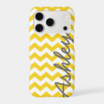 Trendy Chevron Pattern with name - yellow gray
