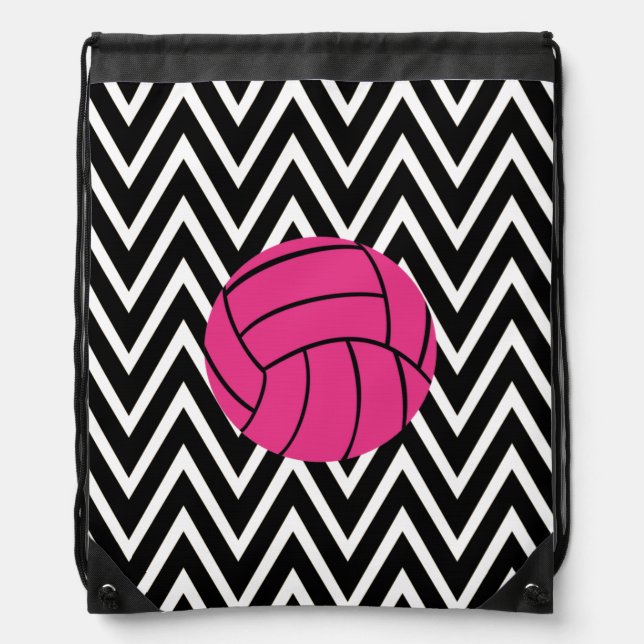 Trendy Chevron Pink Volley Ball Cinch Bag (Front)