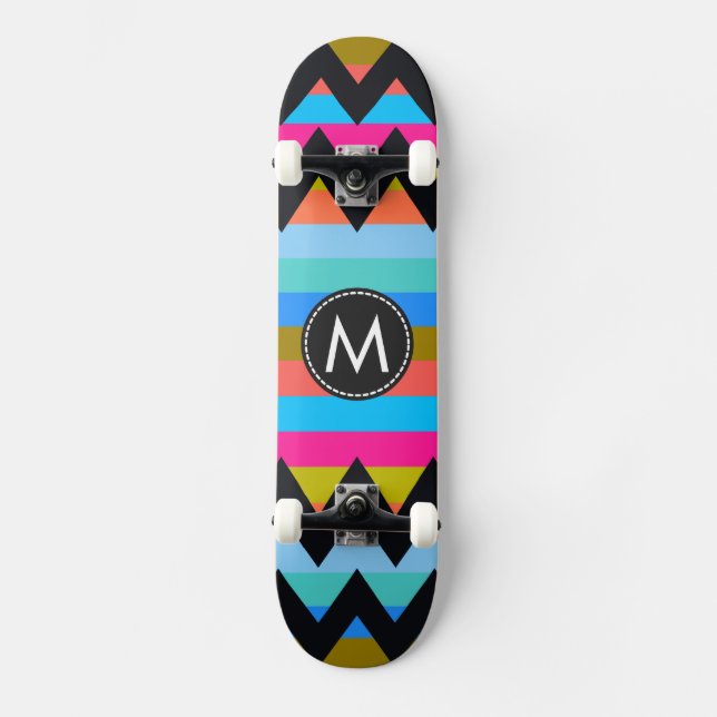 Trendy Chevron Stripes Pattern #4 Skateboard Deck (Front)