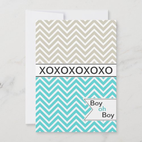 Trendy Chevron XOXO Baby Shower Invitation ~ Boys