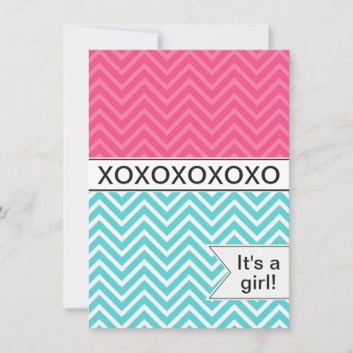 Trendy Chevron XOXO Baby Shower Invitation ~ Girls