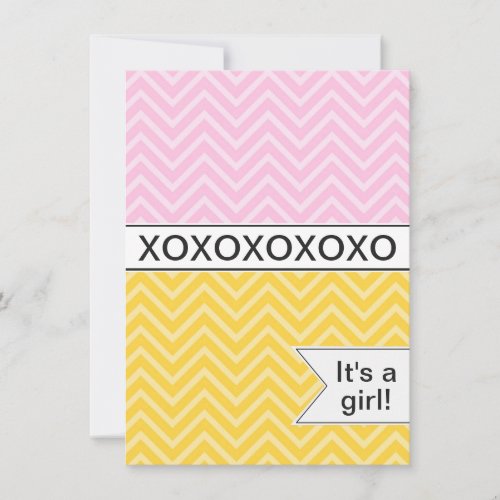 Trendy Chevron XOXO Baby Shower Invitation ~ Girls