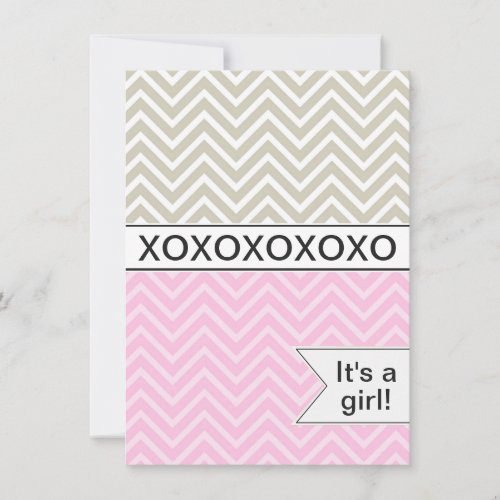 Trendy Chevron XOXO Baby Shower Invitation ~ Girls