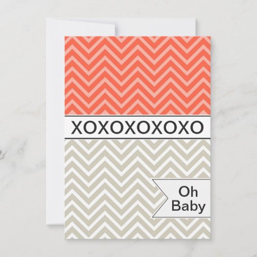 Trendy Chevron XOXO Baby Shower Invitation Neutral