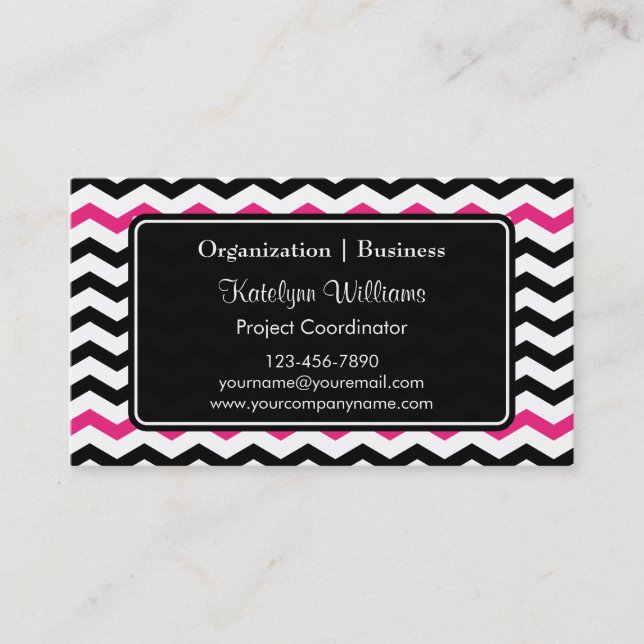 Trendy Chevron Zigzag Pattern Business Cards (Front)