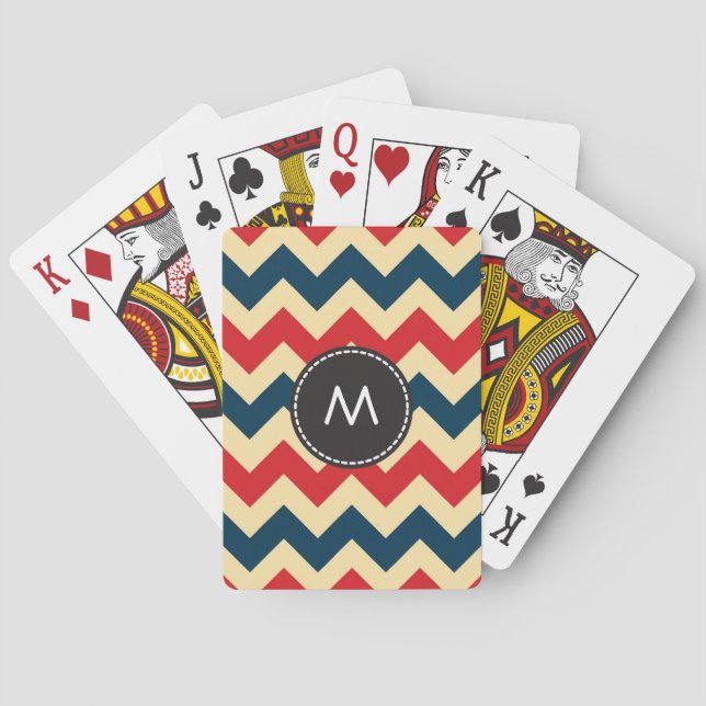 Trendy Chevron Zigzag Pattern Poker Cards (Back)