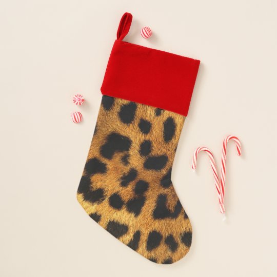 trendy chic animal pattern brown leopard print christmas stocking ...