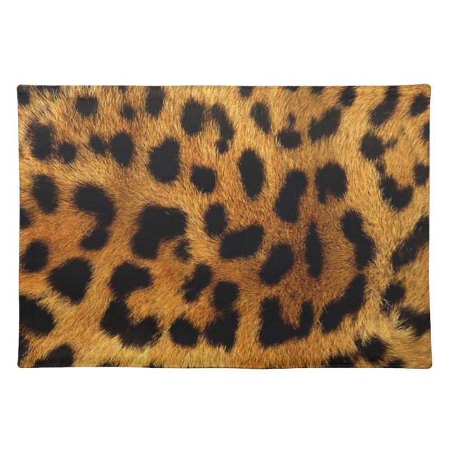 trendy chic animal pattern brown leopard print cloth placemat (Front)