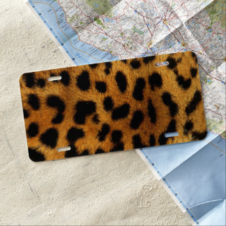 trendy chic animal pattern brown leopard print license plate