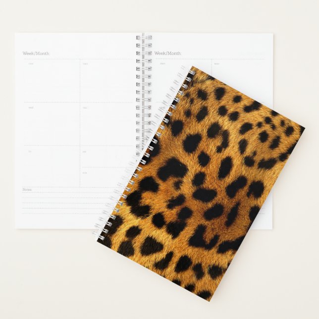 trendy chic animal pattern brown leopard print planner (Display)