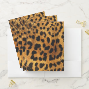 trendy chic animal pattern brown leopard print pocket folder