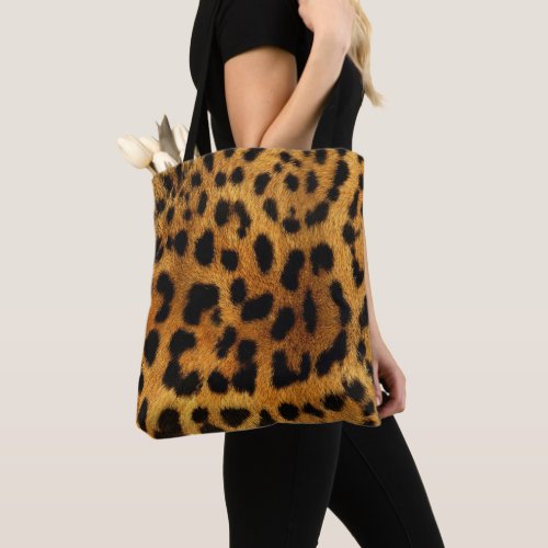 trendy chic animal pattern brown leopard print tote bag