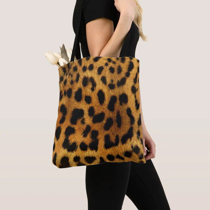 Animal Lover Gift Travel Bag Animal Pattern Leopard Print Brown Tote Large Tote Bag Gold Leopard Spots Tote Bag Tote Bags for Women