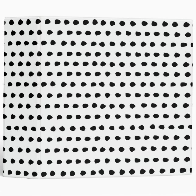 Trendy Chic Black and White Dots Pattern 3 Ring Binder (Front/Spine)