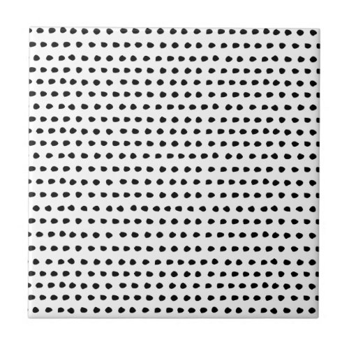 Trendy Chic Black and White Dots Pattern Ceramic Tile
