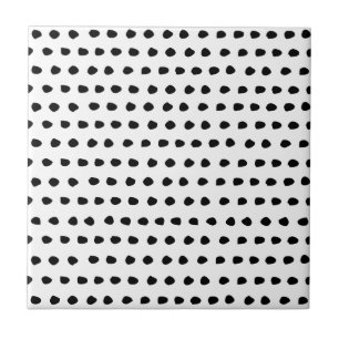 Trendy Chic Black and White Dots Pattern Ceramic Tile