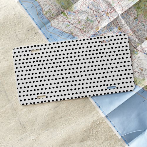 Trendy Chic Black and White Dots Pattern License Plate