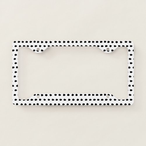 Trendy Chic Black and White Dots Pattern License Plate Frame