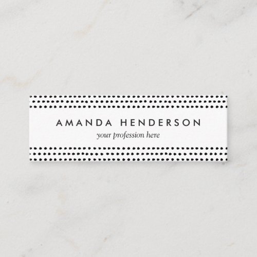 Trendy Chic Black and White Dots Pattern Mini Business Card