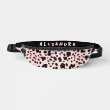 Trendy Chic Black Pink Cow Animal Pattern Name
