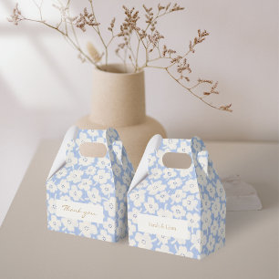 Trendy Chic Blue and White Floral Wedding Favor Boxes