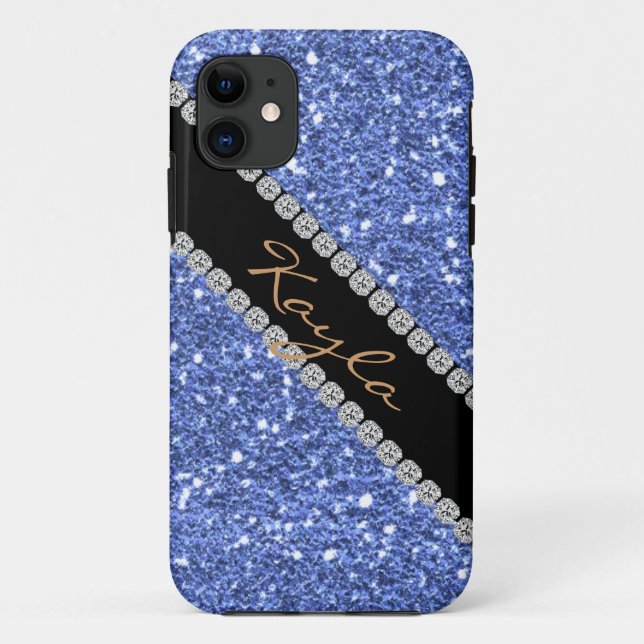 TRENDY CHIC BLUE CRYSTAL BLING  I phone 5 COVER (Back)