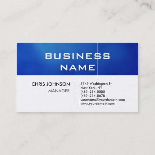 Trendy Chic Blue  White Manager Business Card