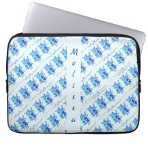 Trendy Chic Botanical Blue Watercolor Flowers