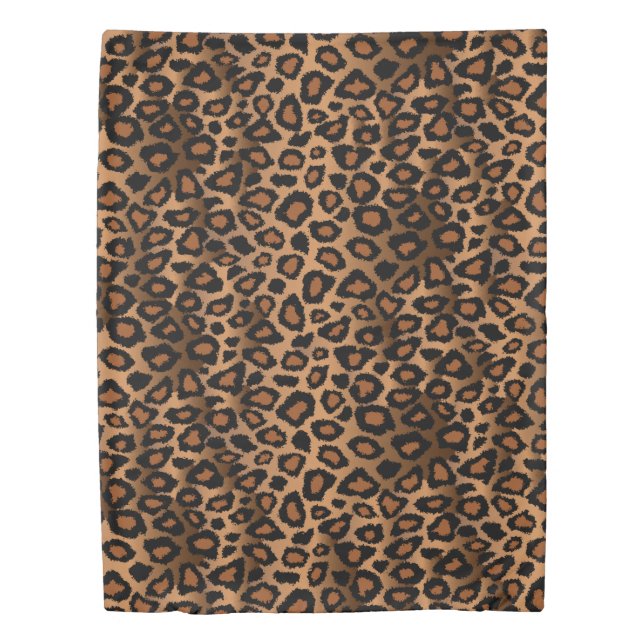 Trendy Chic Brown & Black Leopard Print Duvet Cover (Front)