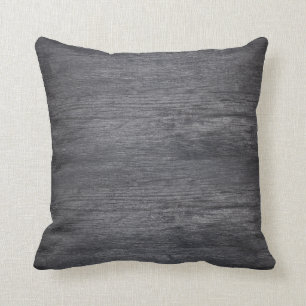Trendy Chic Charcoal Wood Textured Throw Pillow