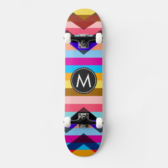 Trendy Chic Chevron Stripes Pattern #4 Skateboard Deck (Front)
