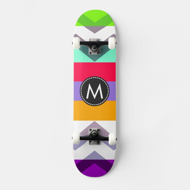 Trendy Chic Chevron Stripes Pattern #8 Skateboard Deck (Front)
